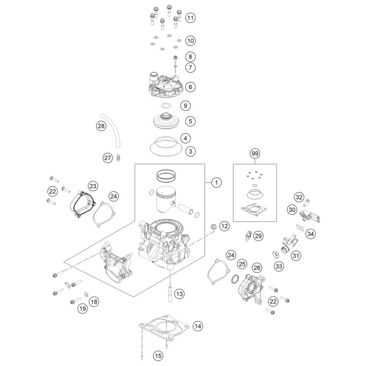 CYLINDRE, CULASSE HUSQVARNA 150 TE 2026